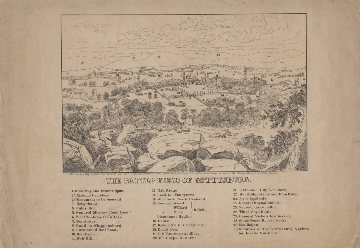 Slagmarken i Gettysburg, ca. 1867 af Louis N. Rosenthal