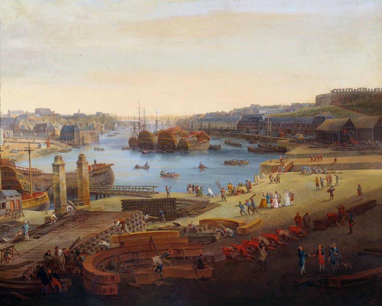 Skibsværft: "" Havnen i Brest"" Detalje. Maleri af Louis Nicolas van Blarenberghe (1716-1794) 1774 Brest, Musee des Beaux Arts af Louis Nicolas van Blarenberghe