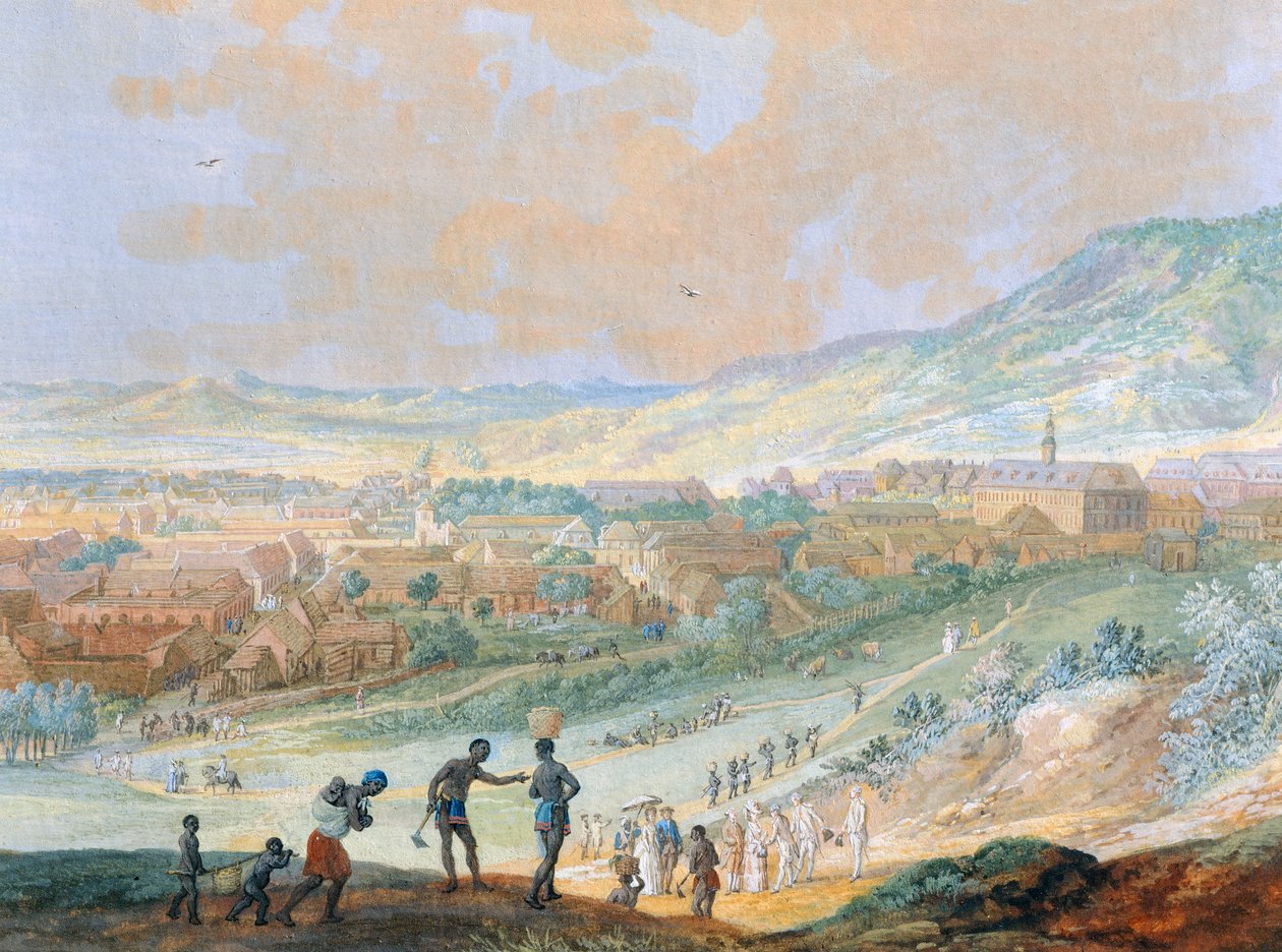 Byen Cap Francais (nutidens Cap-Haitien) i Haiti af Louis Nicolas van Blarenberghe