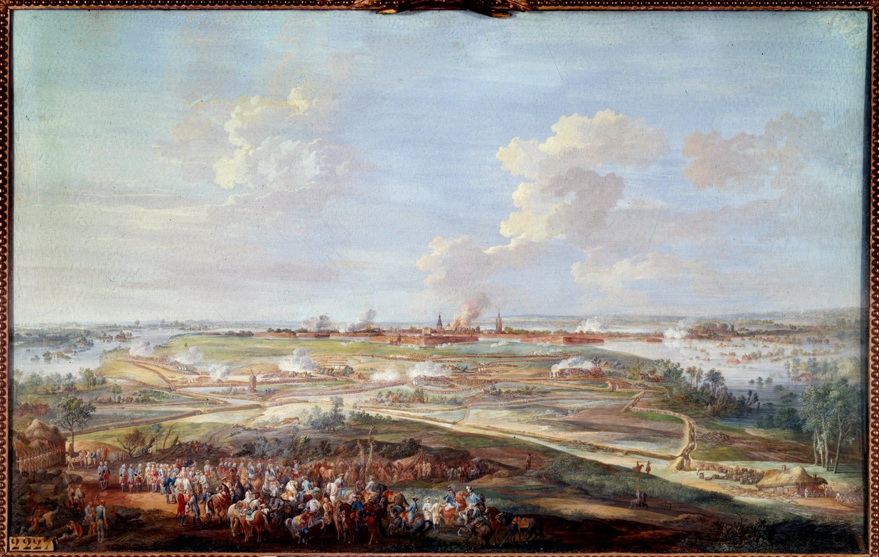 Udsigt over belejringen af Menin af Louis XV fra 28. maj til 4. juni 1744 Maling af en gouache af Louis Nicolas Van Blarenberghe (1716-1794) 1780 Søn. 0,59 x 0,94 m af Louis Nicolas van Blarenberghe