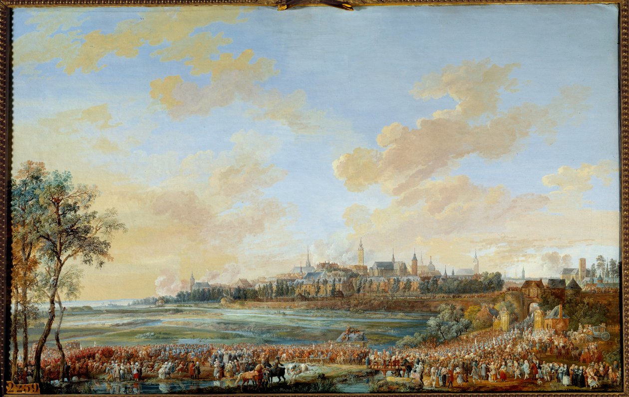 Den østrigske arvefølgekrig (1741-1748): "" Entrement of King Louis XV to Mons 30/05/1747"" Gouache af Louis Nicolas Van Blarenberghe (1716-1794) 1783 Sun. 0,59x0,94 m - Den østrigske arvefølgekrig (1741-1748): Kong Ludvig XVs indtog i Mons, 30. maj af Louis Nicolas van Blarenberghe