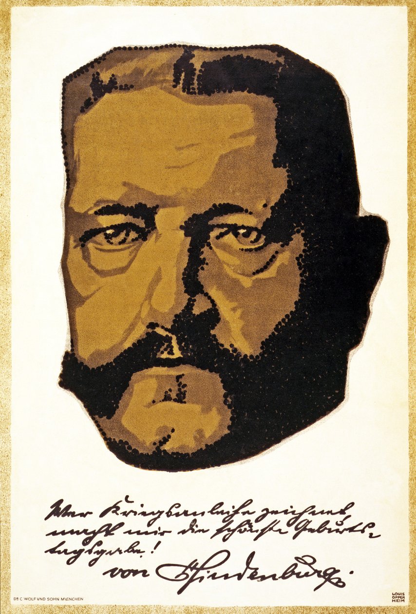 Portræt af general feltmarskal Paul von Hindenburg, pub. München, 1917 af Louis Oppenheim