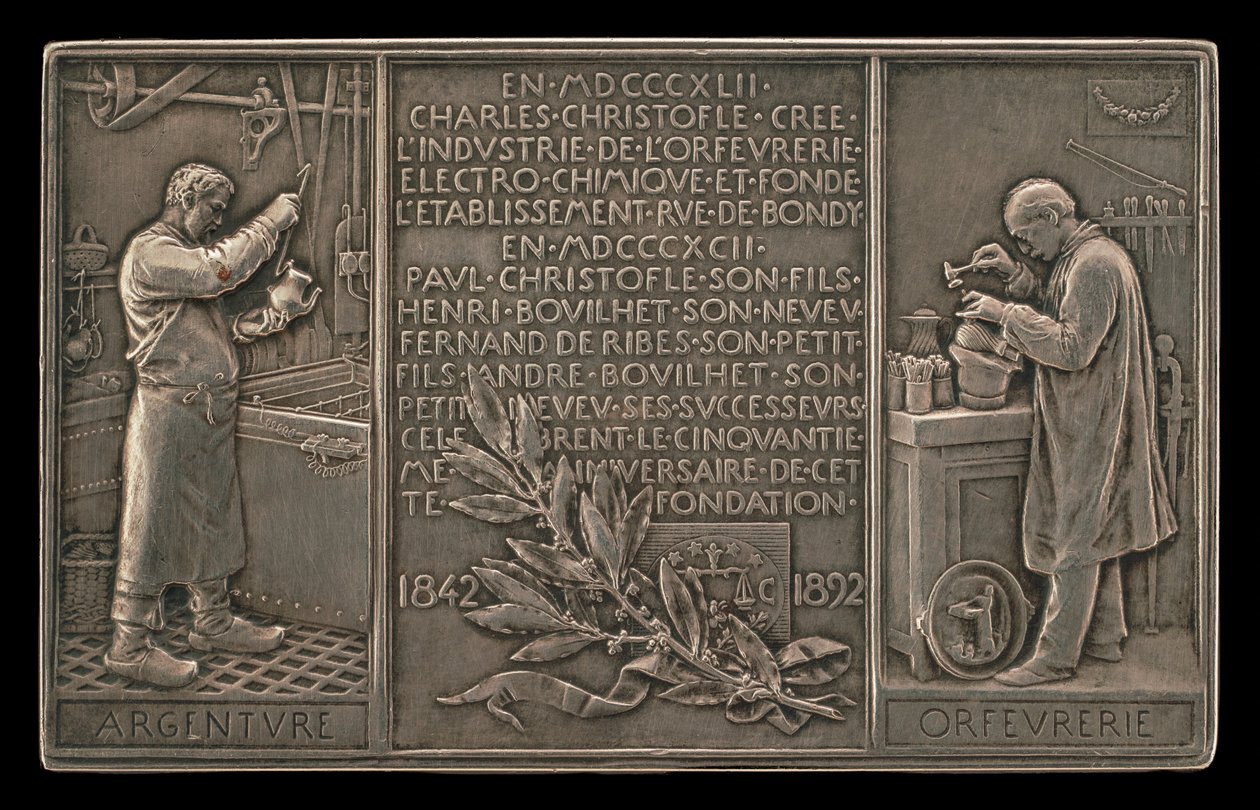 50-års jubilæum for Christofle Company, 1842-1892 [omvendt], 1892. af Louis Oscar Roty