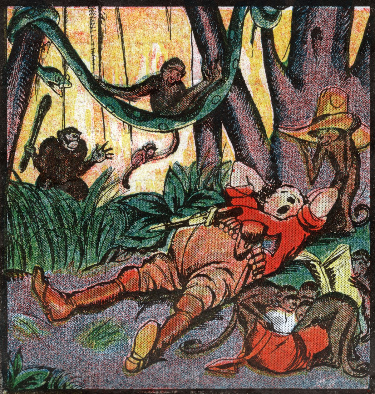 Nestor Fenleroc, europæisk nybyggerjagt i Afrika. 1923 (gravering) af Louis Peltier