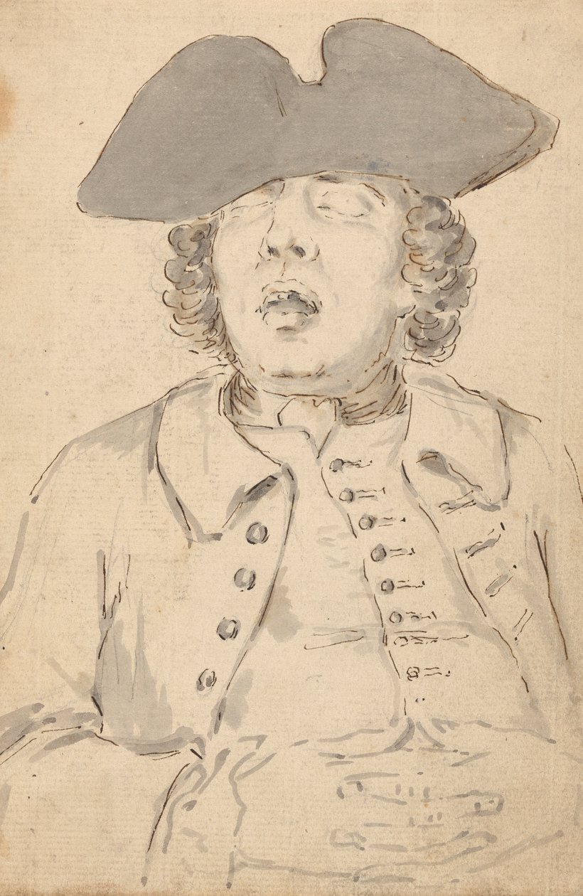 Mand i søvn med åben mund og krydsede hænder af Louis Philippe Boitard