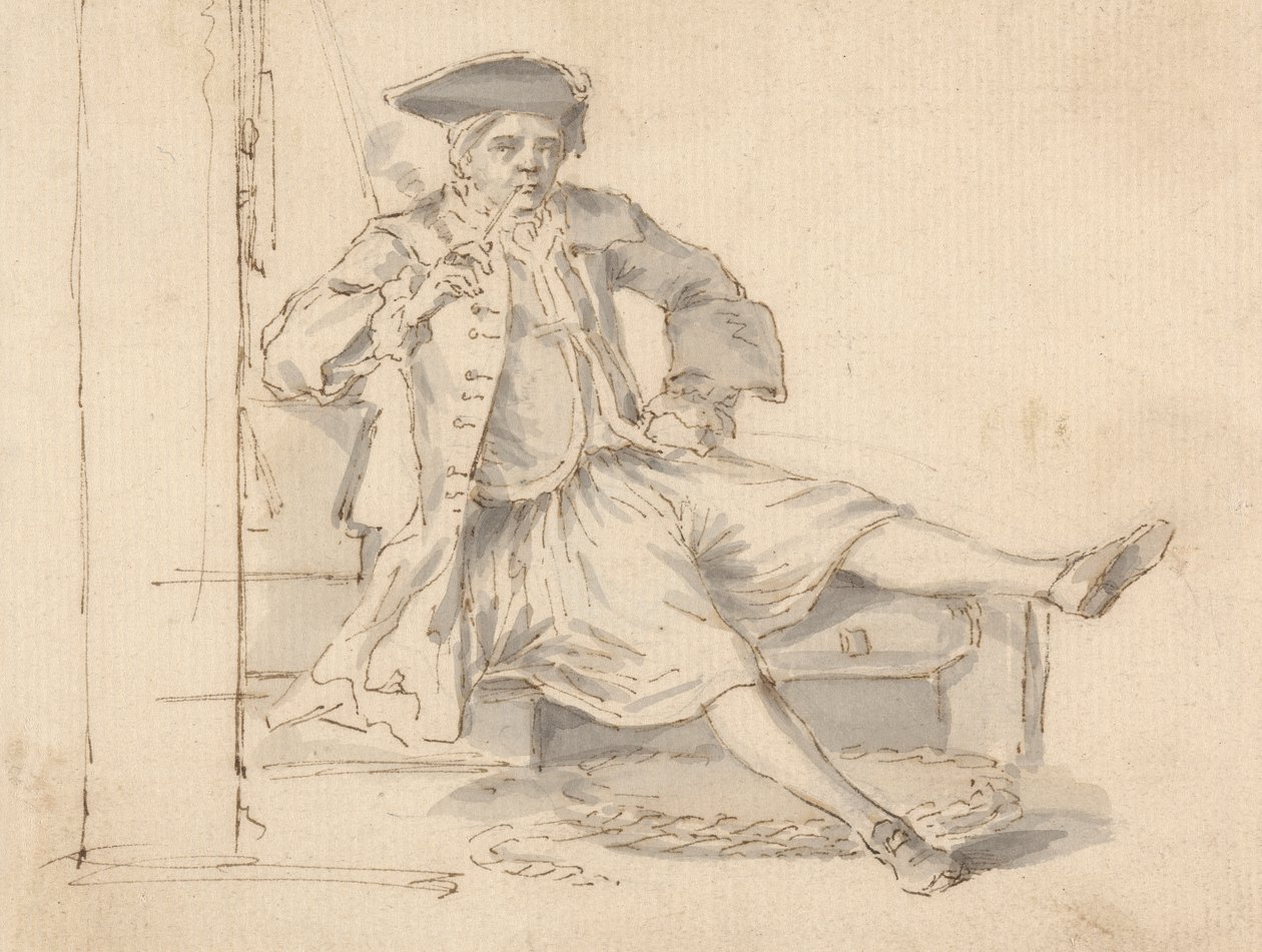 Søofficer siddende Rygning af Louis Philippe Boitard