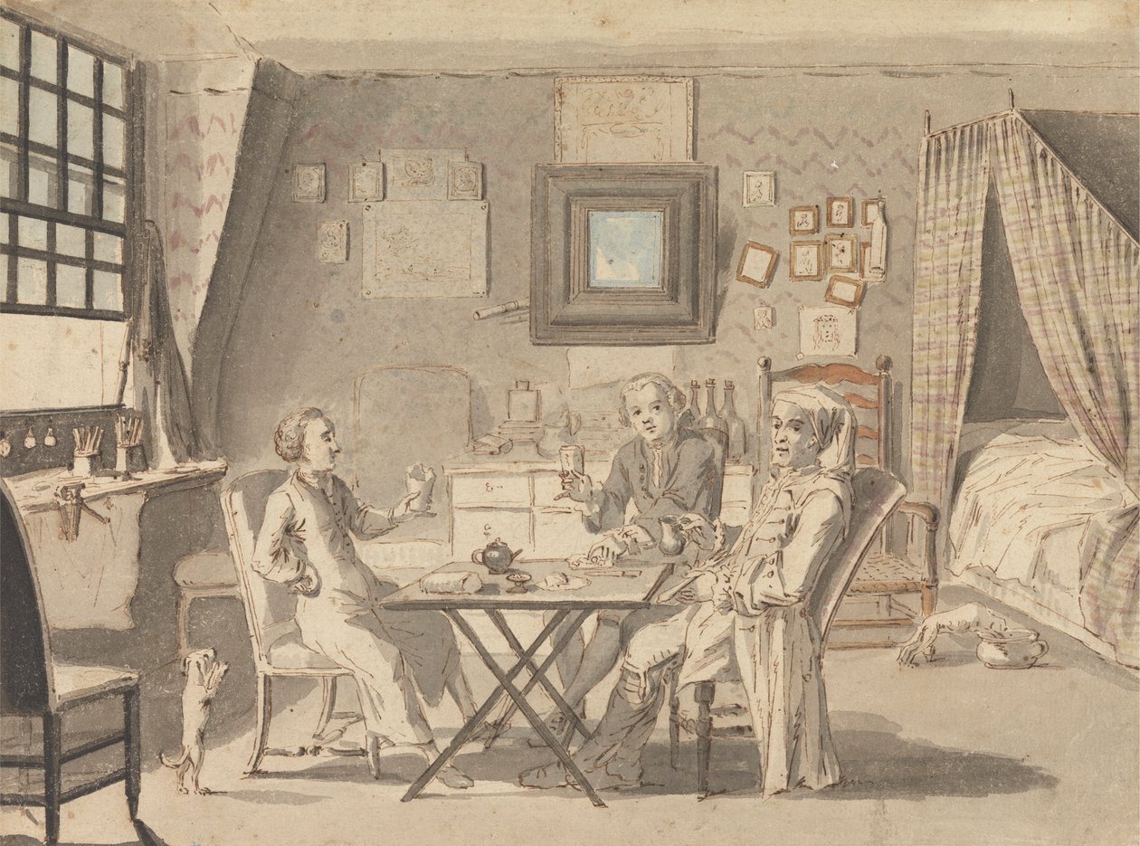 Selvportræt med to unge mænd af Louis Philippe Boitard
