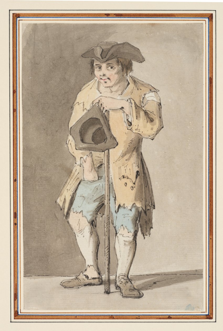 Tutkimus kerjäläisestä (lyijykynä, kynä ja muste ja akvarelli paperille) af Louis Philippe Boitard