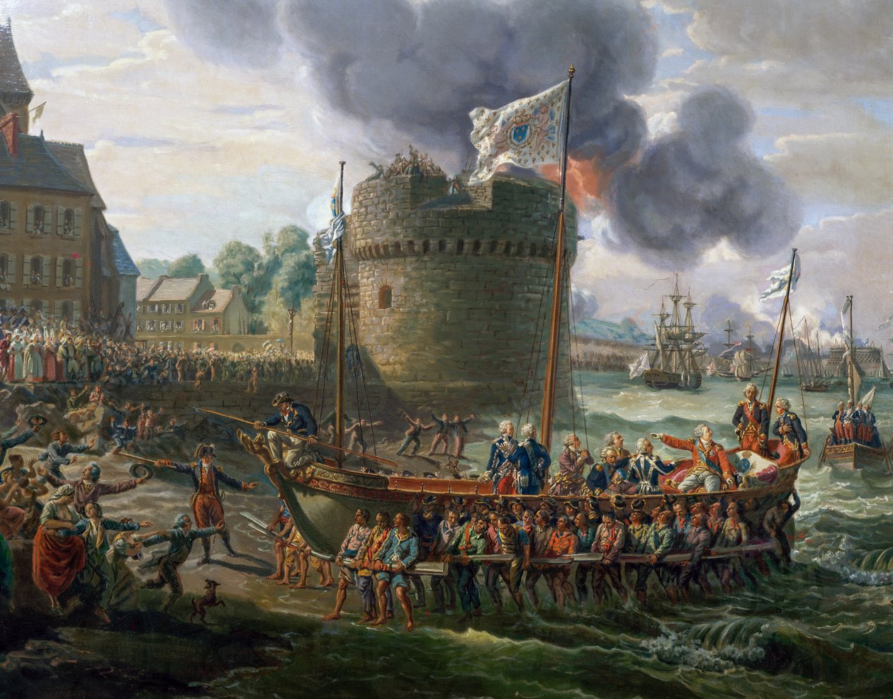 Ludvig XVI besøger Cherbourg havn, 23. juni af Louis Philippe Crepin