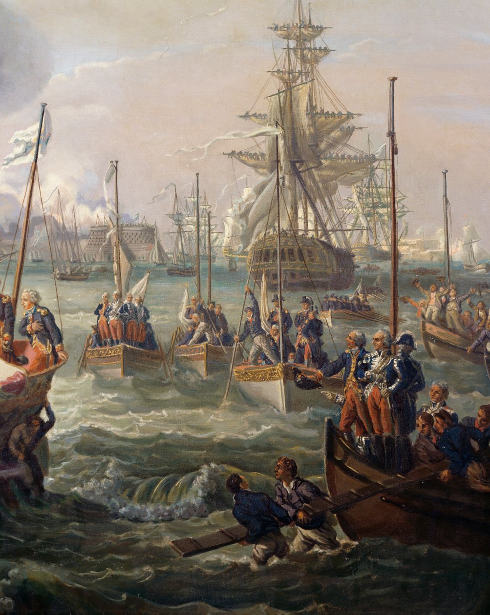 Kongelig flåde efter Ludvig XVI i Cherbourg den 23. juni af Louis Philippe Crepin