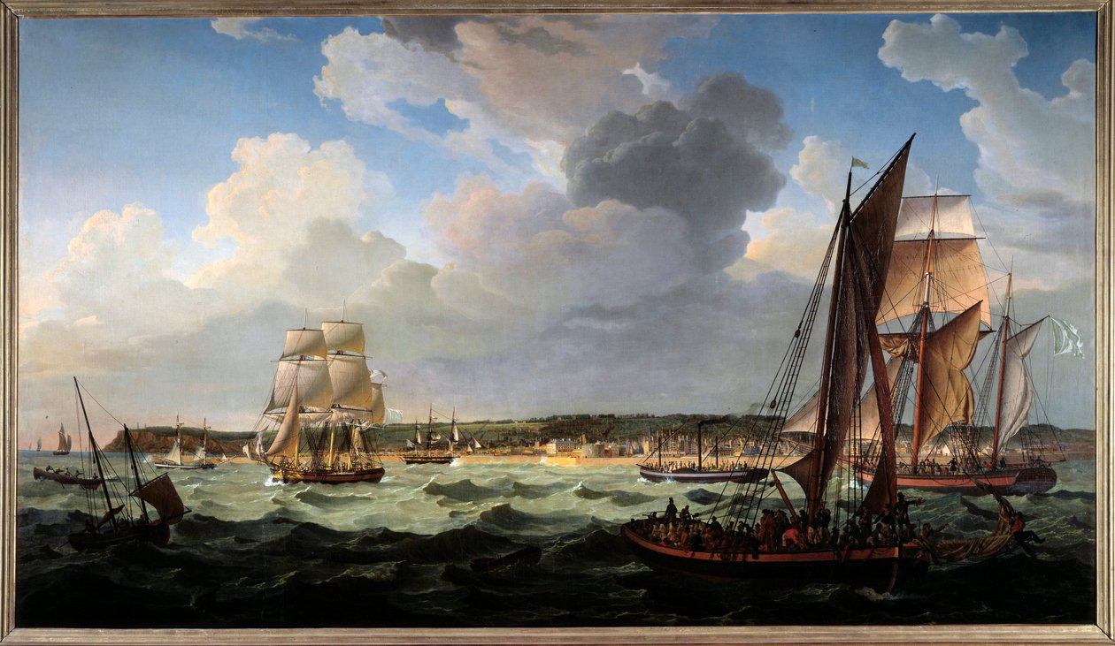 Havre fra havet. Maleri af Louis Philippe Crepin (1772-1851) af Louis Philippe Crepin