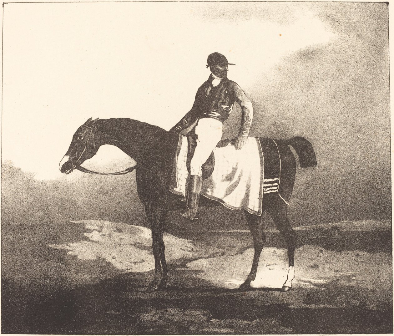 Britisk hest og jockey af Louis Pierre Marie Courtin after Théodore Gericault