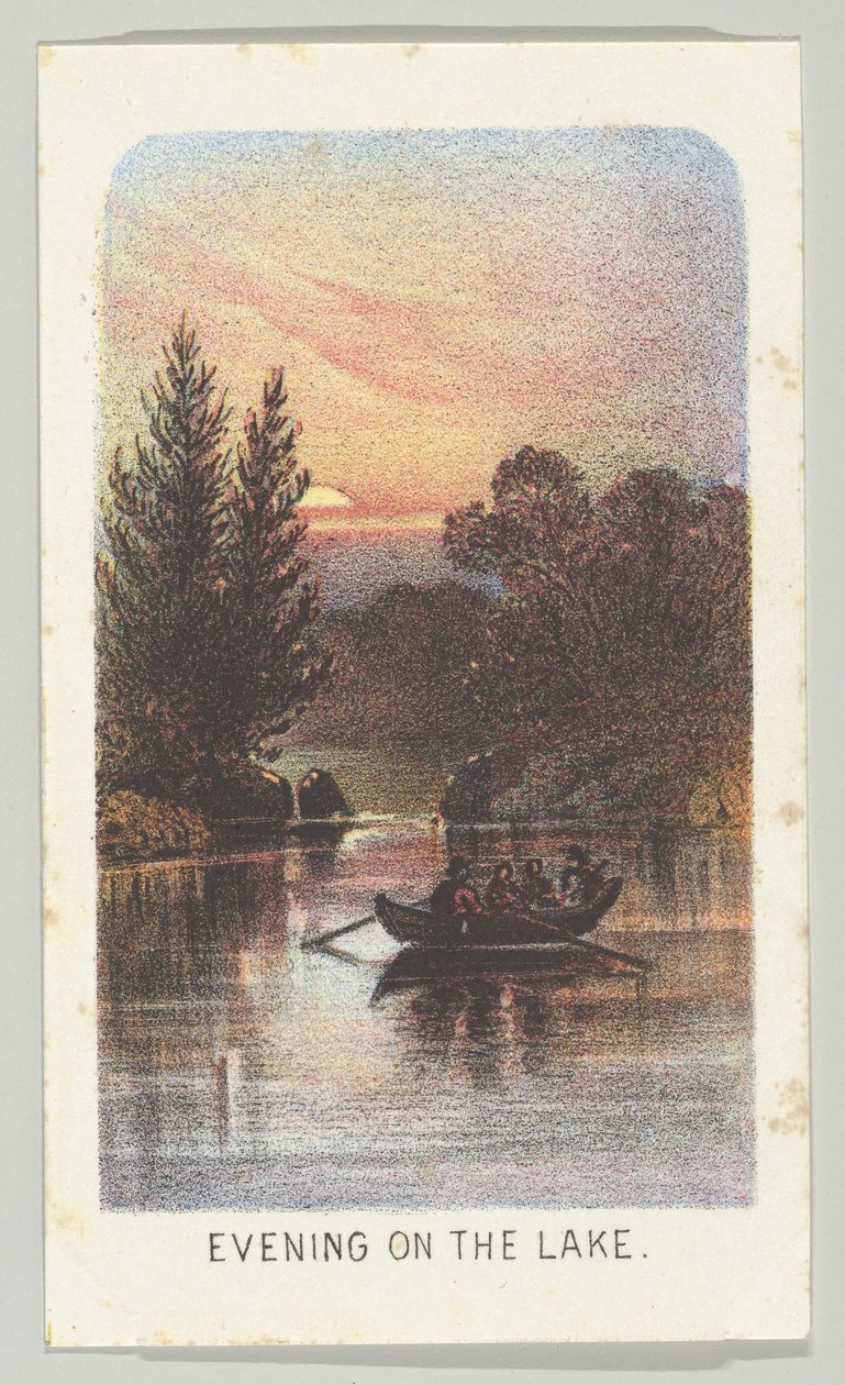 Evening on the Lake, fra serien, Views in Central Park, New York, del 3, 1864. af Louis Prang