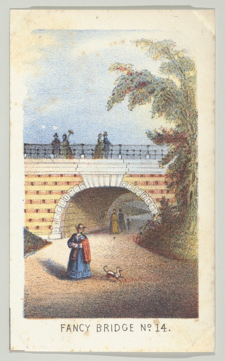 Fancy Bridge nr. 14, fra serien, Views in Central Park, New York, del 3, 1864. af Louis Prang