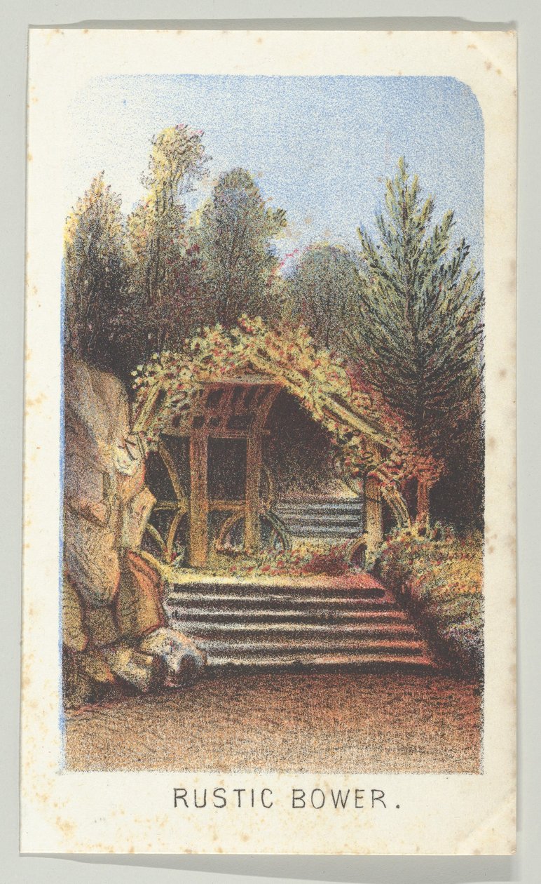 Rustic Bower, fra serien, Views in Central Park, New York, del 3, 1864. af Louis Prang