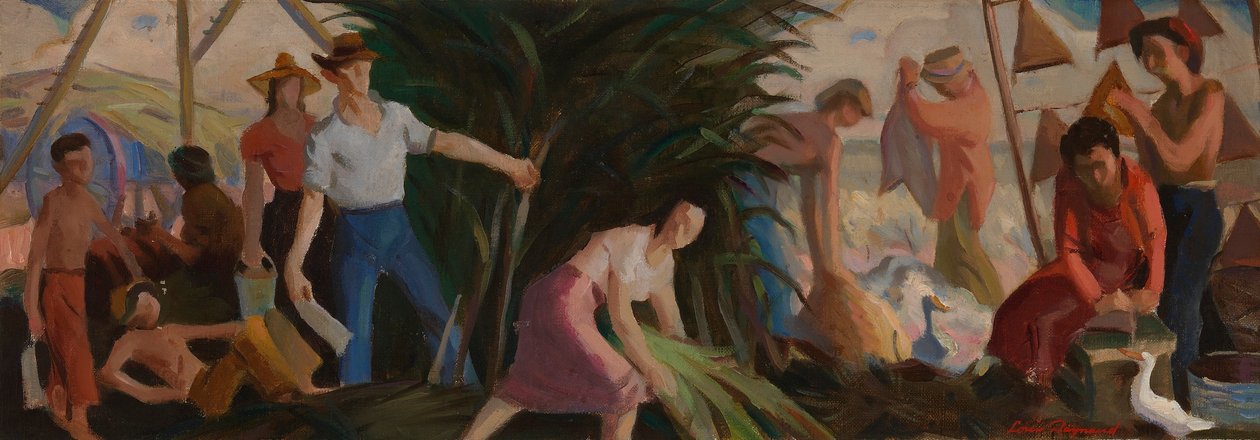 The Harvest (studie af vægmaleri, Abbeville, Louisiana Post Office) af Louis Raynaud