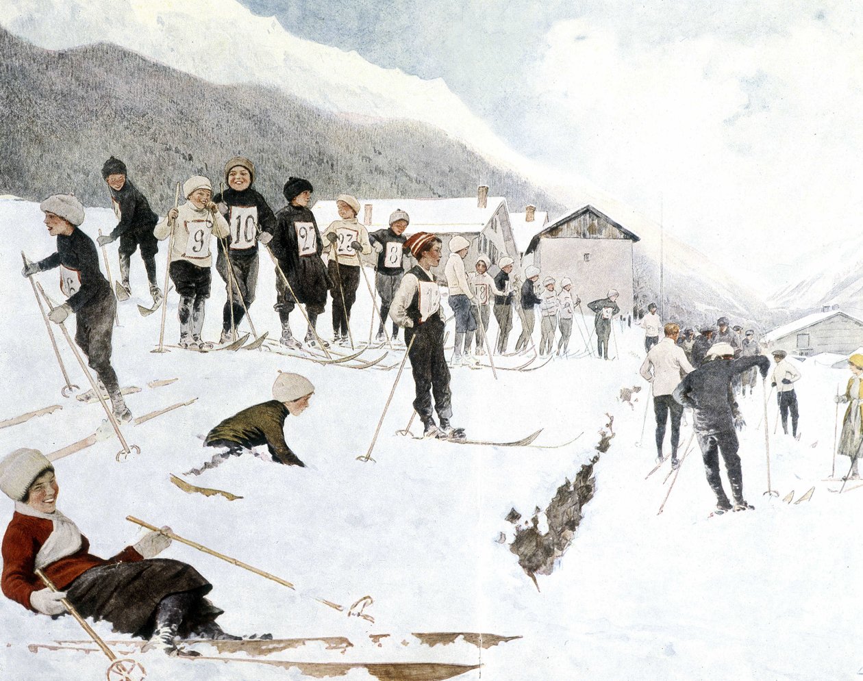 Skiundervisning for børn af Louis Remy Sabatier