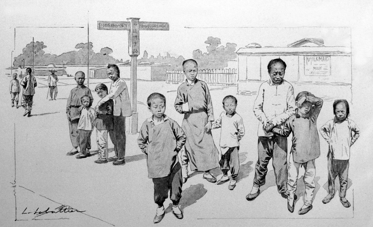 Transsibirisk jernbanestation i Kina. 1913. af Louis Remy Sabatier
