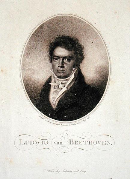 Ludwig van Beethoven (1770-1827) graveret af Blasius Hofel (1792-1963) 1814 (mezzotint) af Louis Rene (after) Letronne