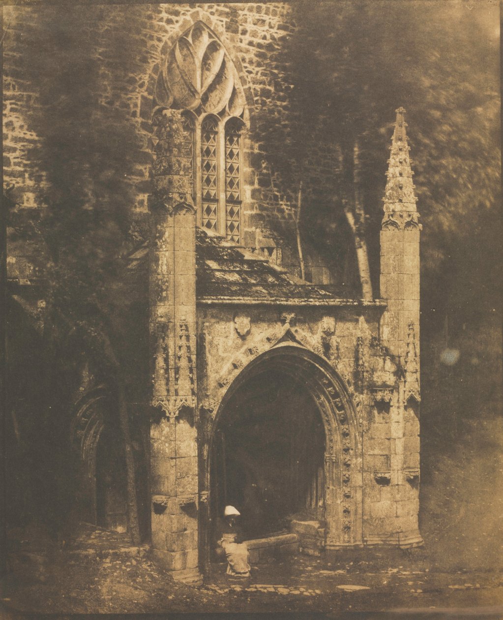 Fountain of Notre-Dame ved Saint-Brieuc, Bretagne, ca. 1853. af Louis Rémy Robert