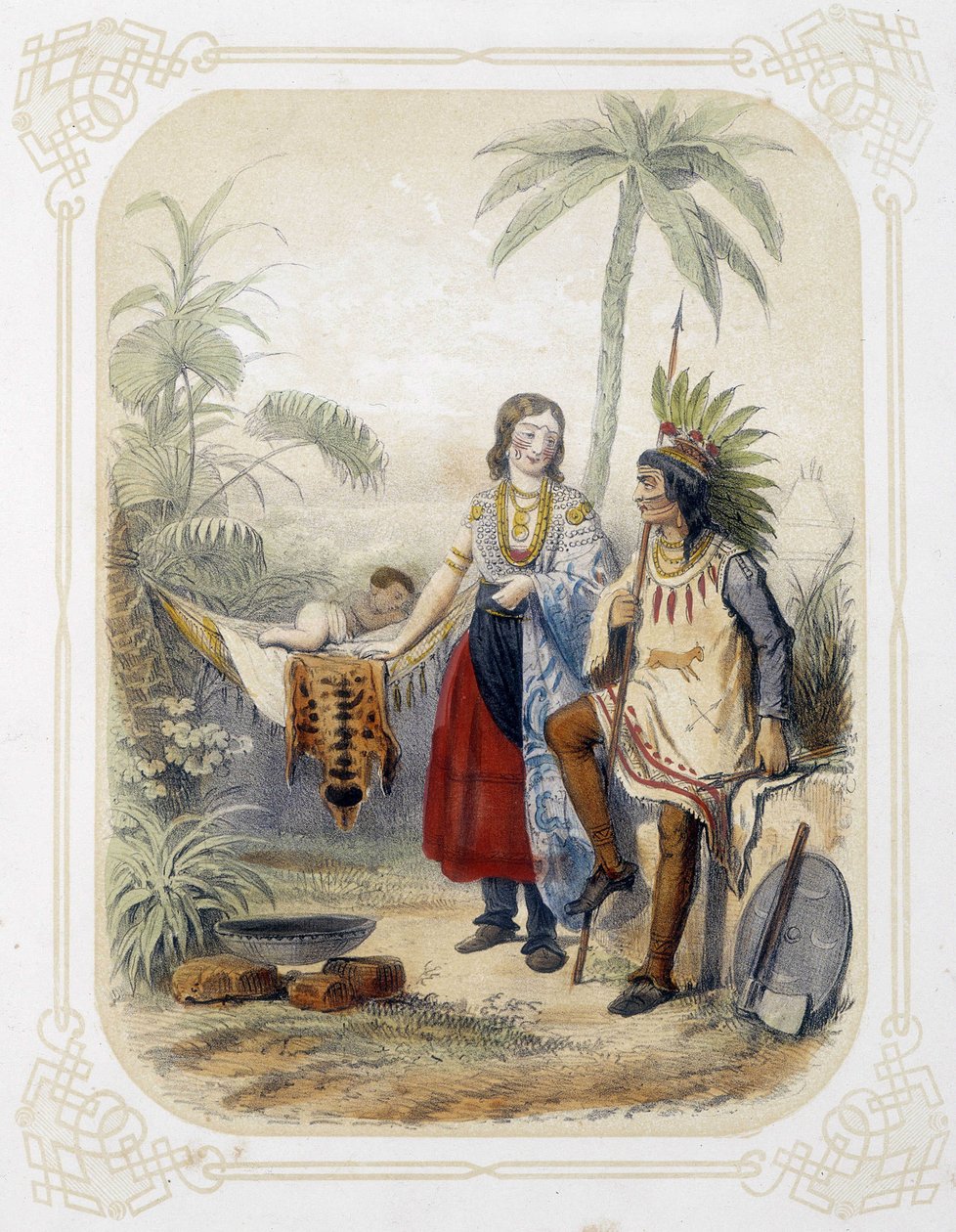 Familie i Oceanien - i "" Album af den unge rejsende", illustreret af Louis Lassalle af Louis Simon Lassalle