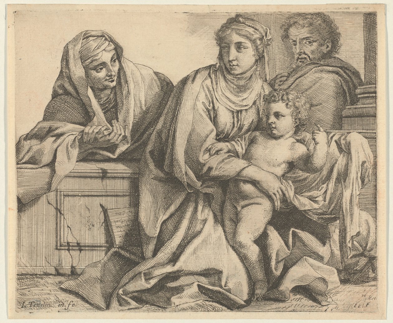 Den hellige familie med Sankt Anne af Louis Testelin