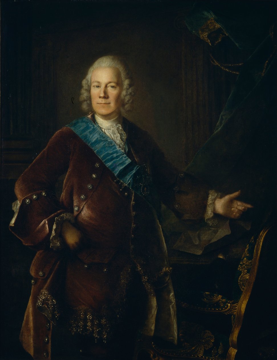 Portræt af grev Alexey Petrovich Bestuzhev-Ryumin 1693-1766, 1757 af Louis Tocqué
