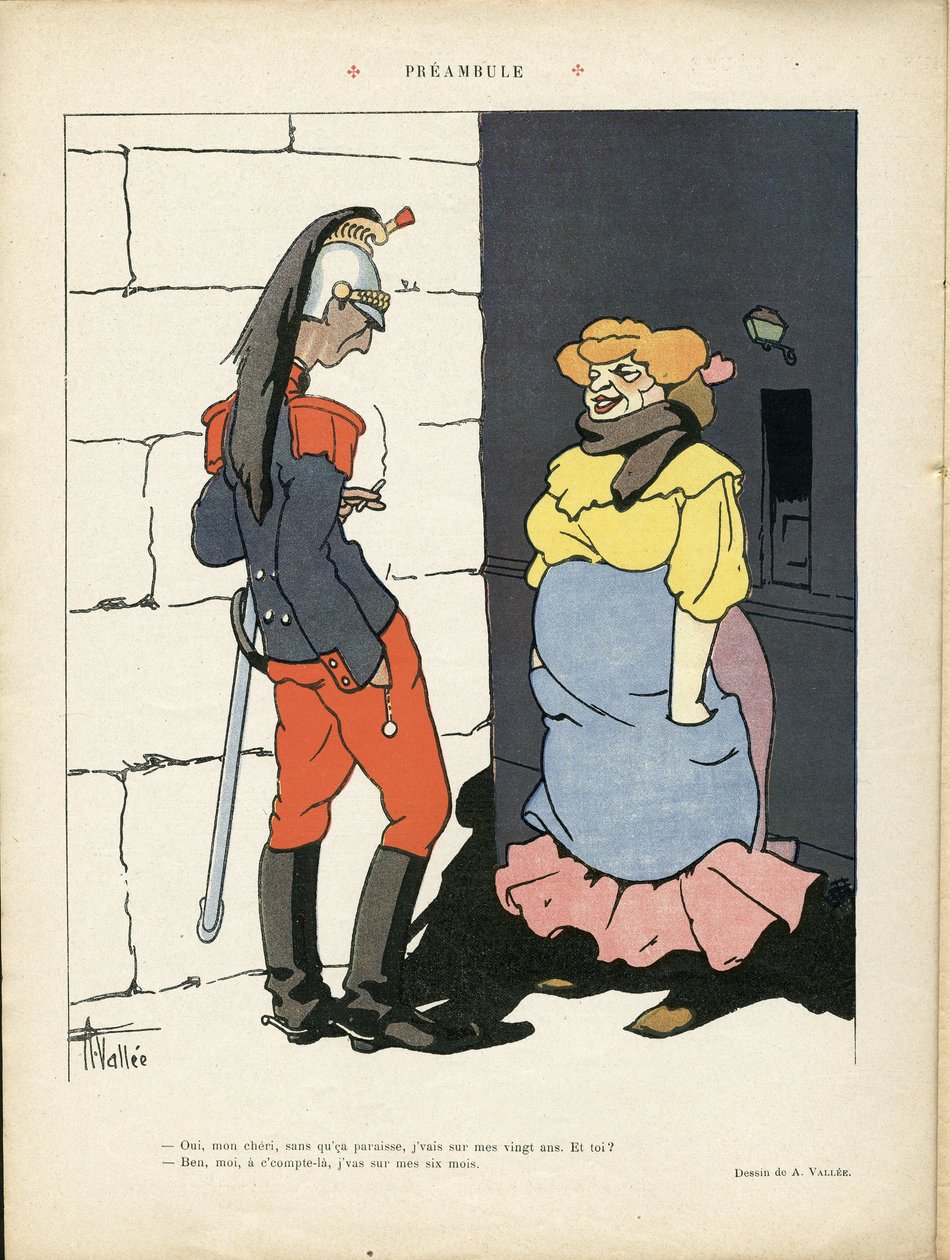 Illustration af Louis Vallet (1856-1940) i Le Rire, 02/03/12 - Præambel - Armee, Prostitution af Louis Vallet