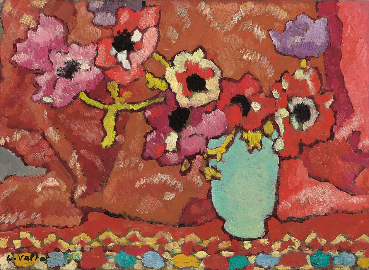 Anemoner i grøn kande; Anemones au pichet vert, ca. 1940 (olie på lærred) af Louis Valtat