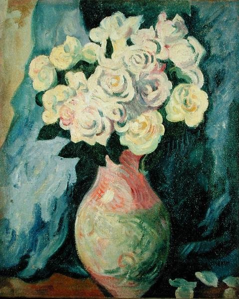 Blomster (olie på lærred) af Louis Valtat