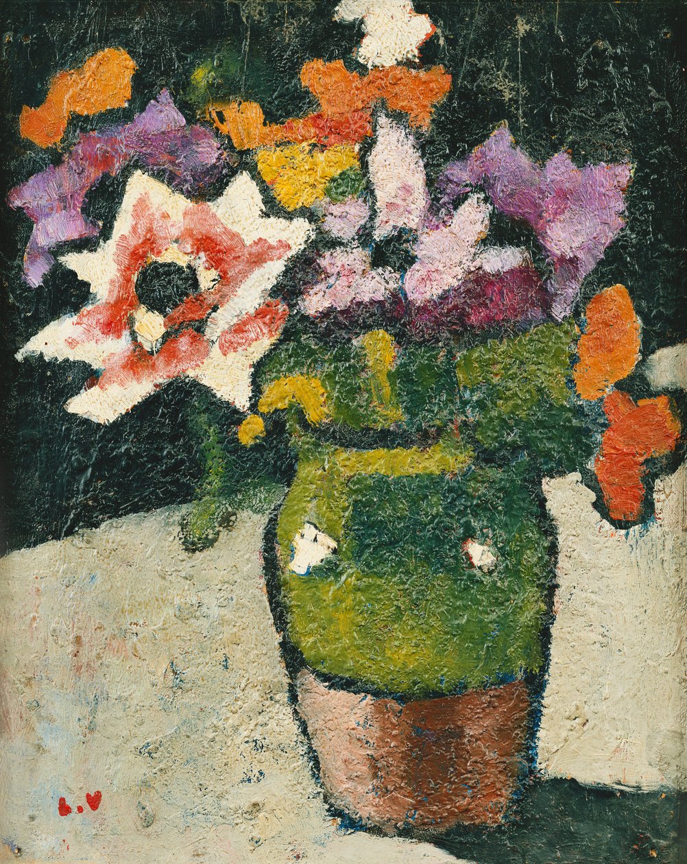 Blomster i en Vase; Buket blomster i en vase af Louis Valtat