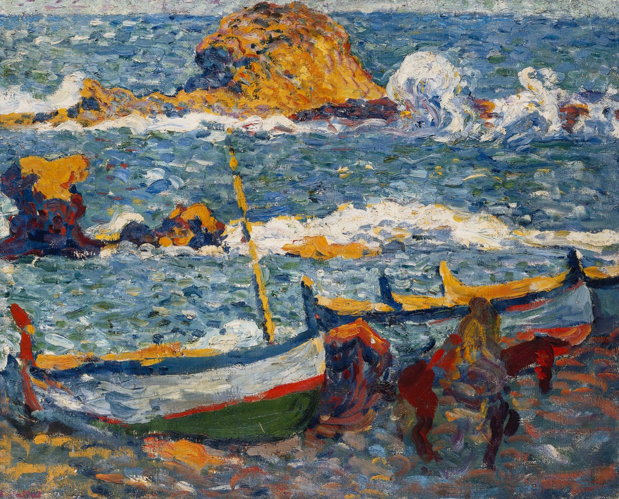 Strejken ved Llanca, Spanien; La Greve de Llanca, Spanien, ca. 1896 (olie på lærred) af Louis Valtat