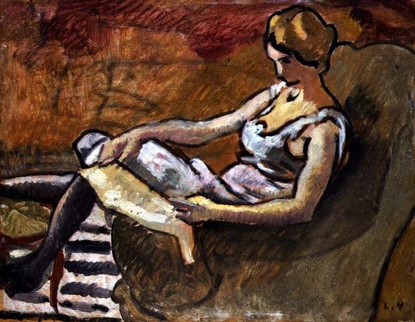Tænkeren, ca. 1916 (olie på panel) af Louis Valtat