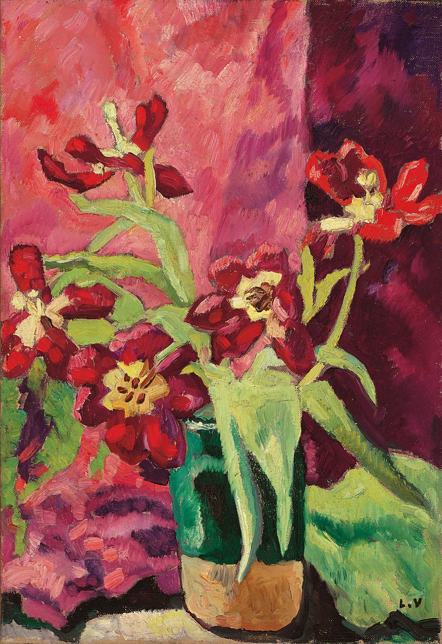 Vase, røde tulipaner; Vase, røde tulipaner af Louis Valtat