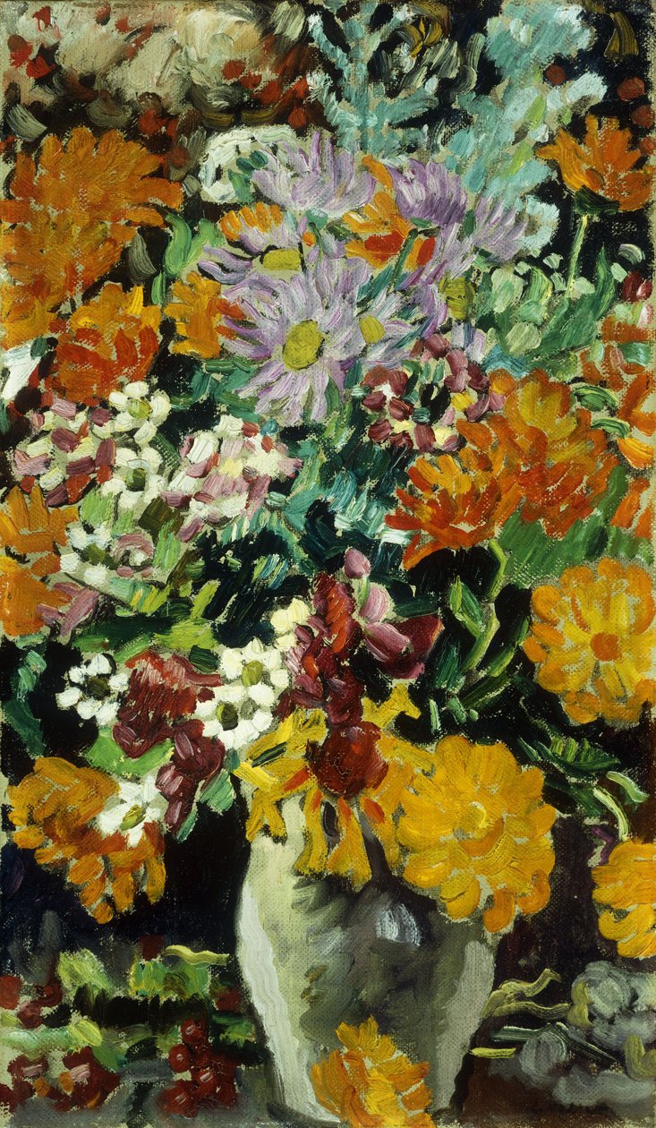 Vase med blomster; Vase de Fleurs, ca. 1930 (olie på lærred) af Louis Valtat