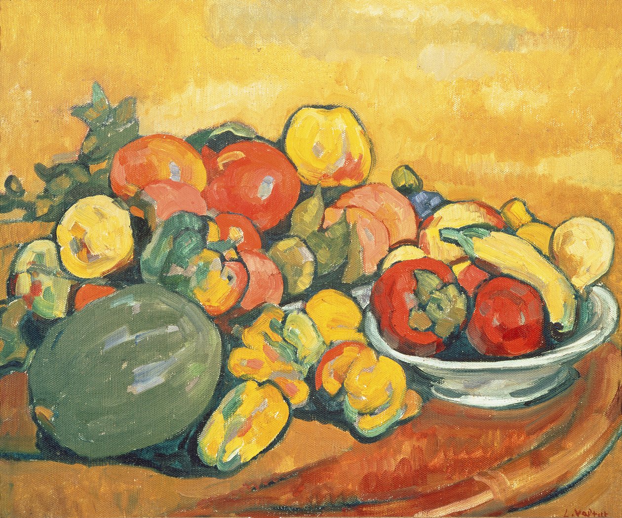 Grøntsager og frugt (olie på lærred) af Louis Valtat