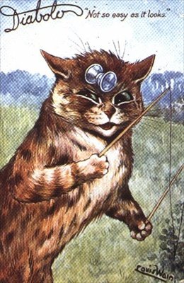 "Diabolo - Ikke så let som det ser ud" (postkort) af Louis Wain