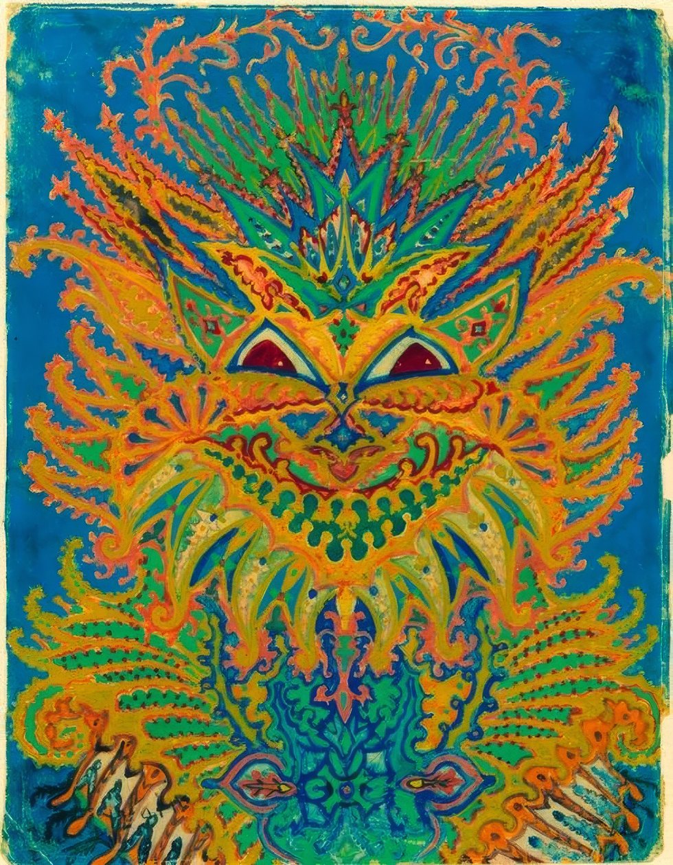 Kalejdoskopkatte: kattemønster på blåt af Louis Wain