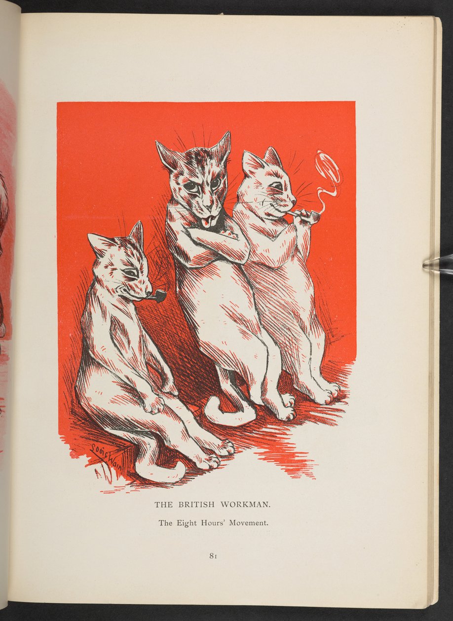 Den britiske arbejder - otte timers bevægelsen, fra s. 81, Louis Wain Annual af Louis Wain