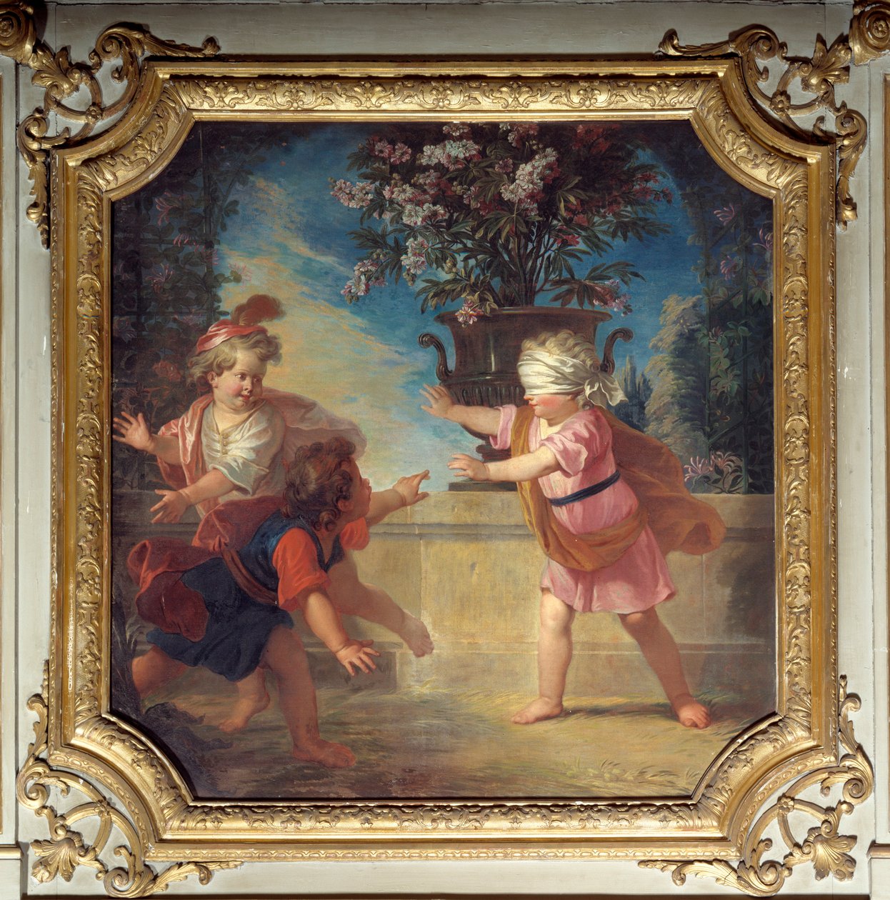Duespillet. Dørtop malet af Louis Boullongne Le Jeune (1654-1733) af Louis de Boullongne