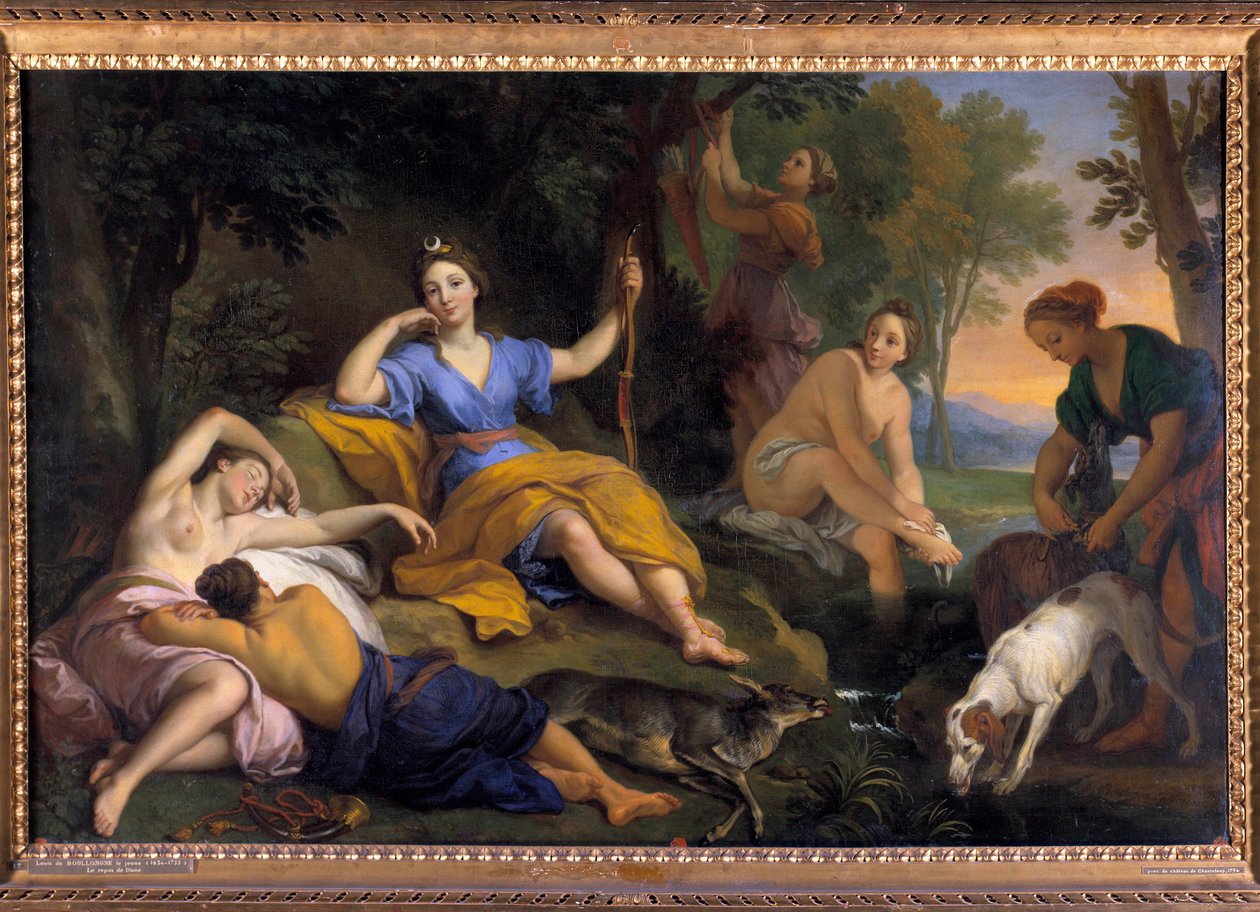 Resten af gudinden Diane og hans ledsagere Maleri af Louis Boullongne den unge (1654-1733) 1700-tallets søn. 1,05 x 1,63 m Ture, Musee des Beaux Arts af Louis de Boullongne
