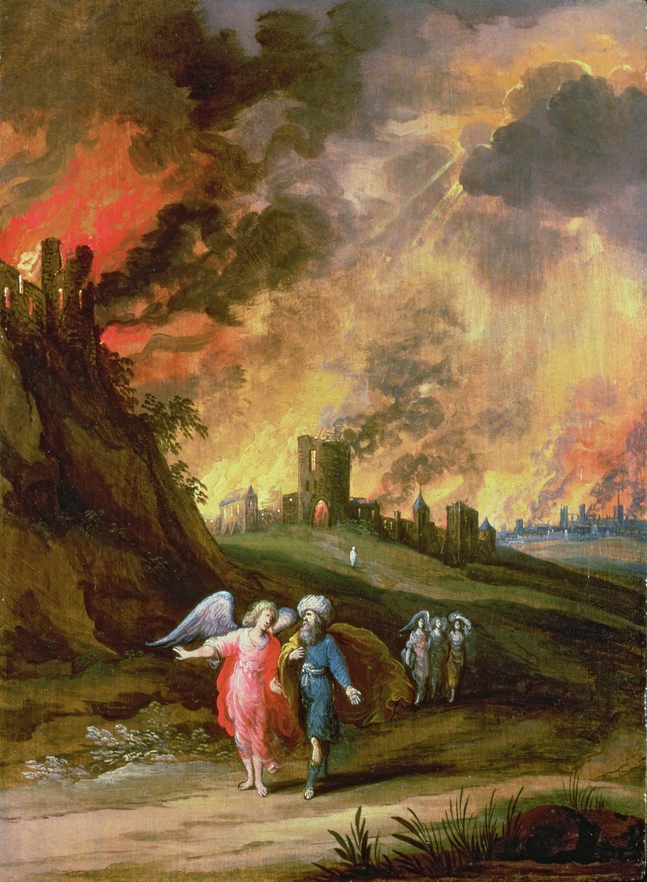 Lot og hans døtre forlader Sodoma af Louis de Caullery