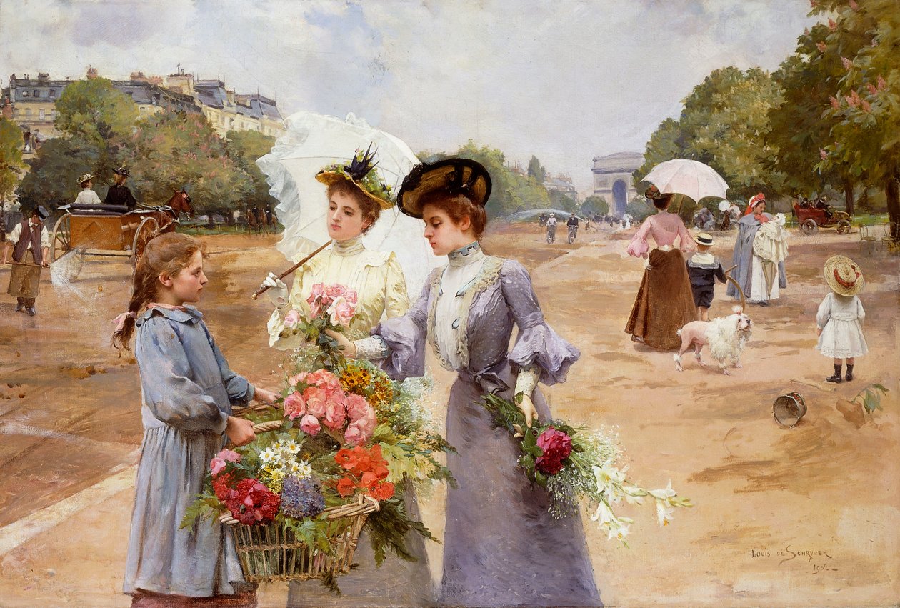 Avenue of the Bois de Boulogne - Forårsmorgen af Louis de Schryver