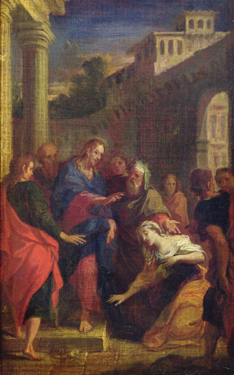 Jesus helbreder den blødende kvinde af Louis de, the Younger Boulogne