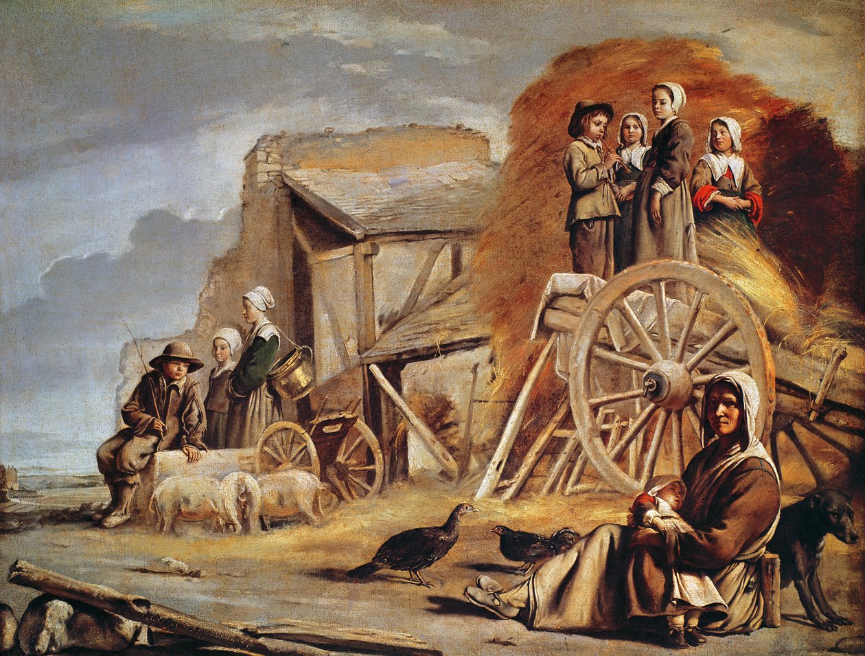 Høvognen eller tilbagevenden fra høproduktion, 1641 af Louis le Nain
