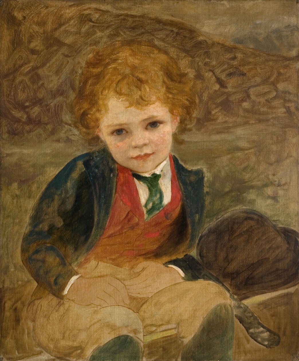 Studie af en dreng, der sidder i en trillebør, 1890. af Louisa Starr