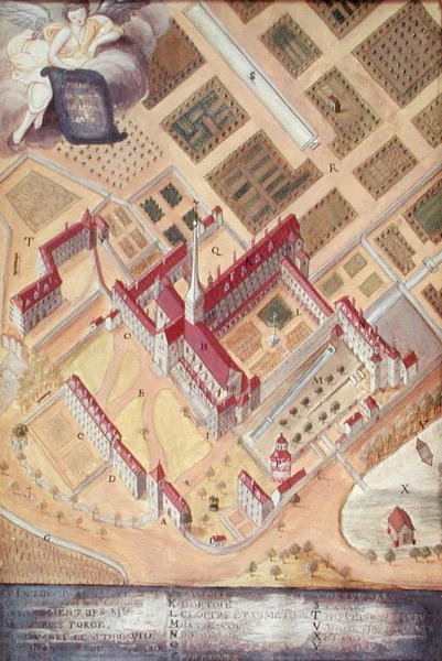 Perspektiv udsigt over klosteret fra lAbbaye de Port-Royal, ca. 1710 af Louise Madelaine Cochin