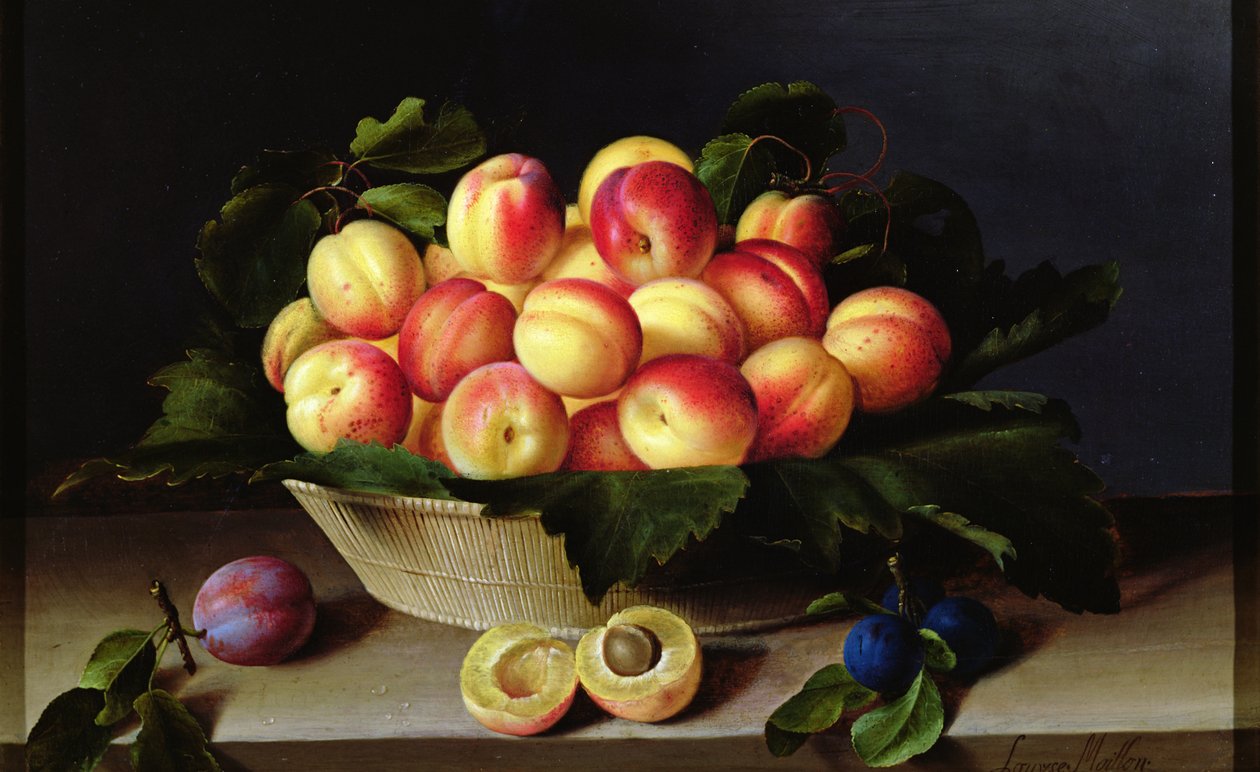 Kurv med abrikoser, 1634 af Louise Moillon