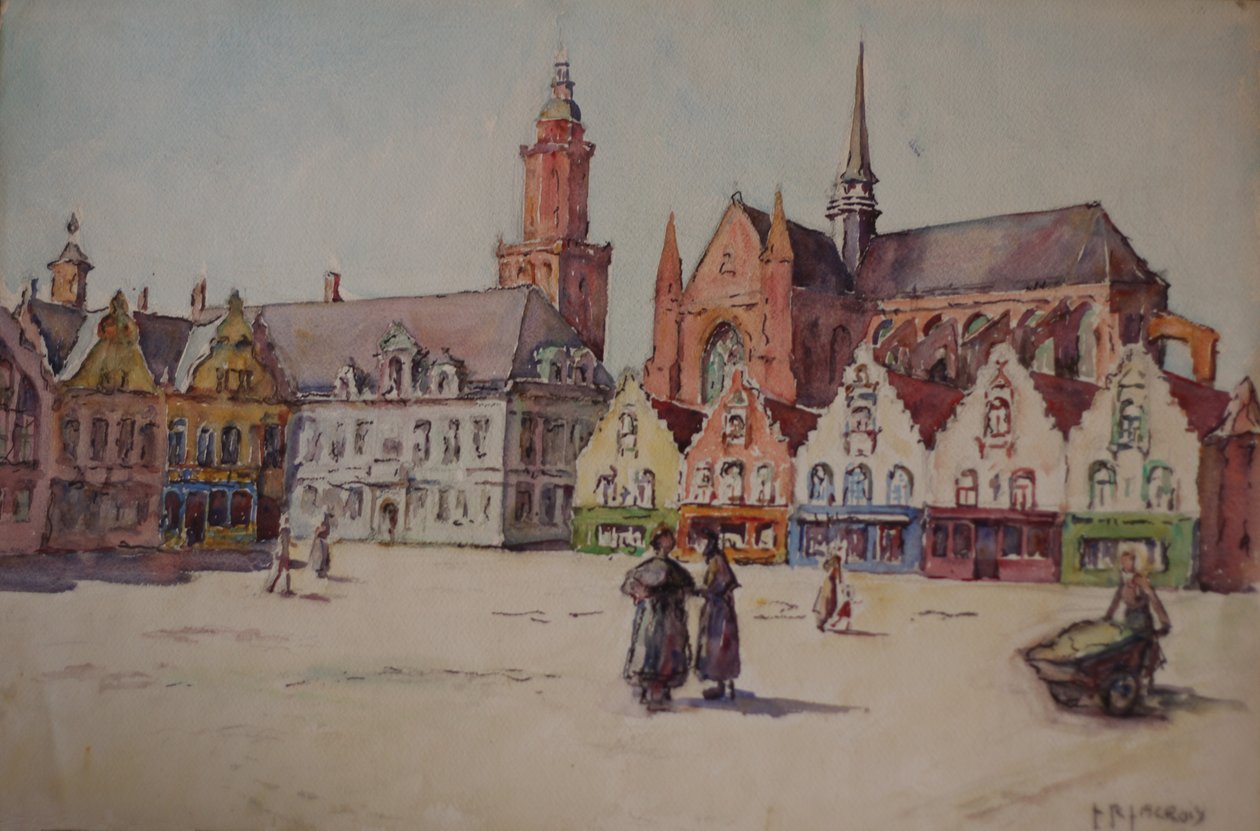 Det centrale torv i Veurne i Belgien af Louise Renée Lacroix