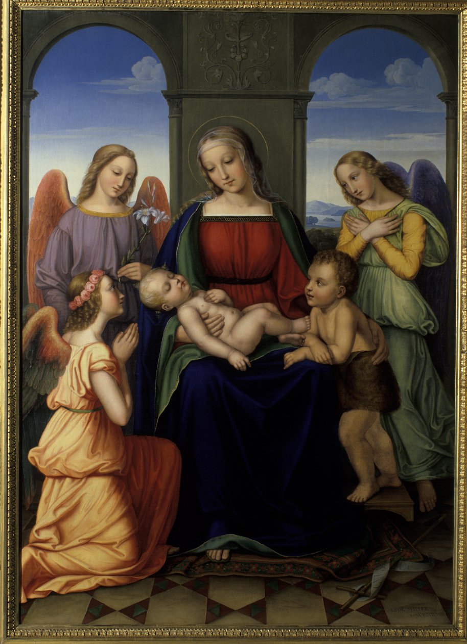 Madonna med engle, 1823 af Louise Seidler